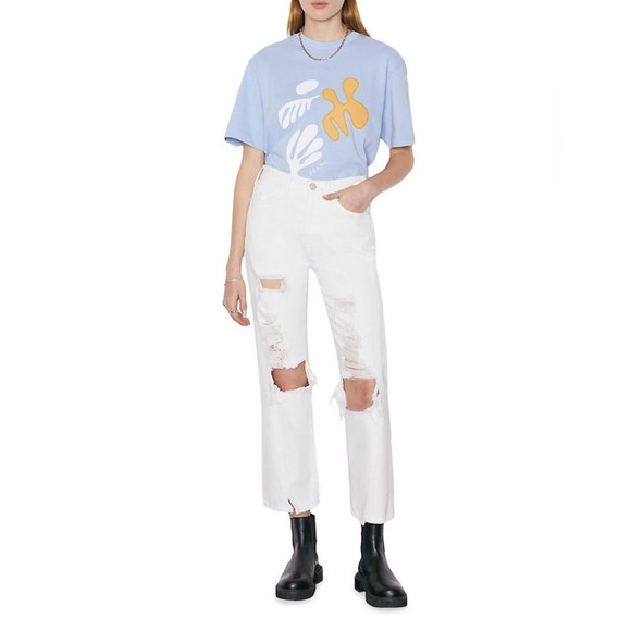 COPY - FrameLe Jane Mid-Rise Distressed Cropped Straight-Leg Mini Slit Jeans si… - Picture 2 of 6